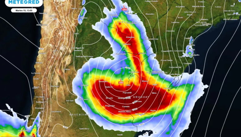 Entre Ríos bajo ciclogénesis: se esperan lluvias excepcionales en pocas horas