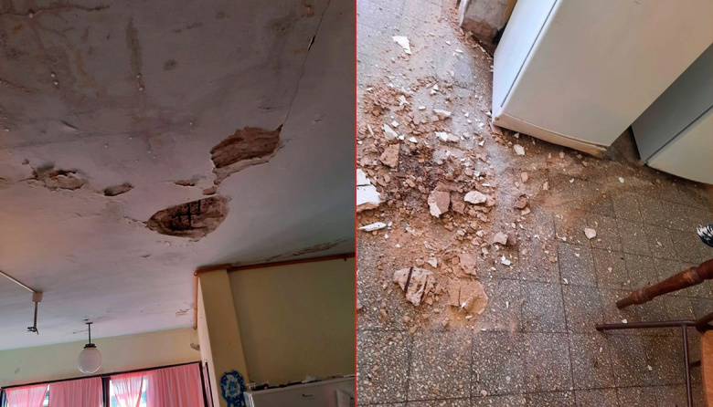 Colapsó parte del cielorraso en una escuela de Diamante tras las intensas lluvias