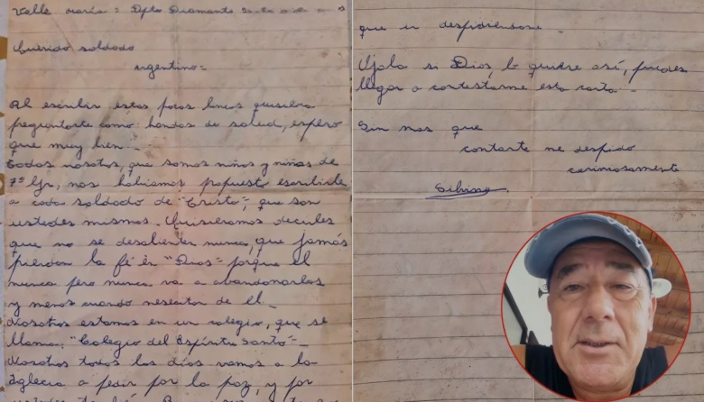 Excombatiente busca a alumna que le envió una carta a Malvinas: “Quiero agradecerle en persona”