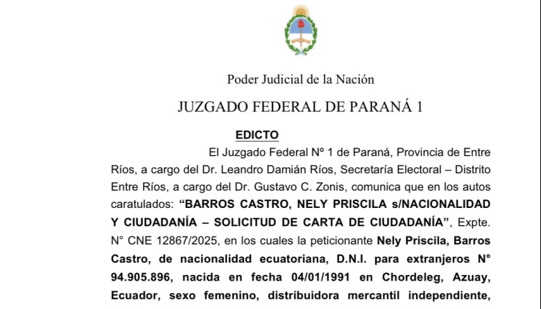 EDICTO  BARROS CASTRO, NELY PRISCILA