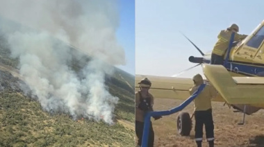 Incendio forestal en Bovril: un avión hidrante y brigadistas de 5 ciudades combaten el fuego