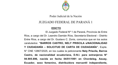 EDICTO BARROS CASTRO, NELY PRISCILA