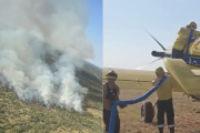 Incendio forestal en Bovril: un avión hidrante y brigadistas de 5 ciudades combaten el fuego