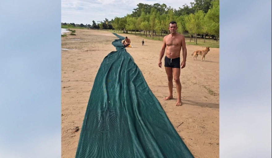 Un guardavidas colocó una red para frenar ataques de palometas en playa de Victoria