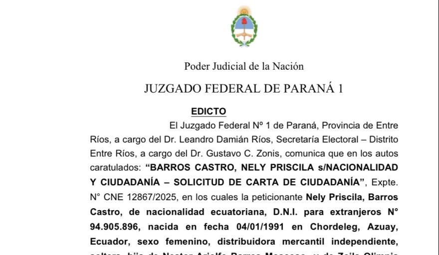 EDICTO  BARROS CASTRO, NELY PRISCILA